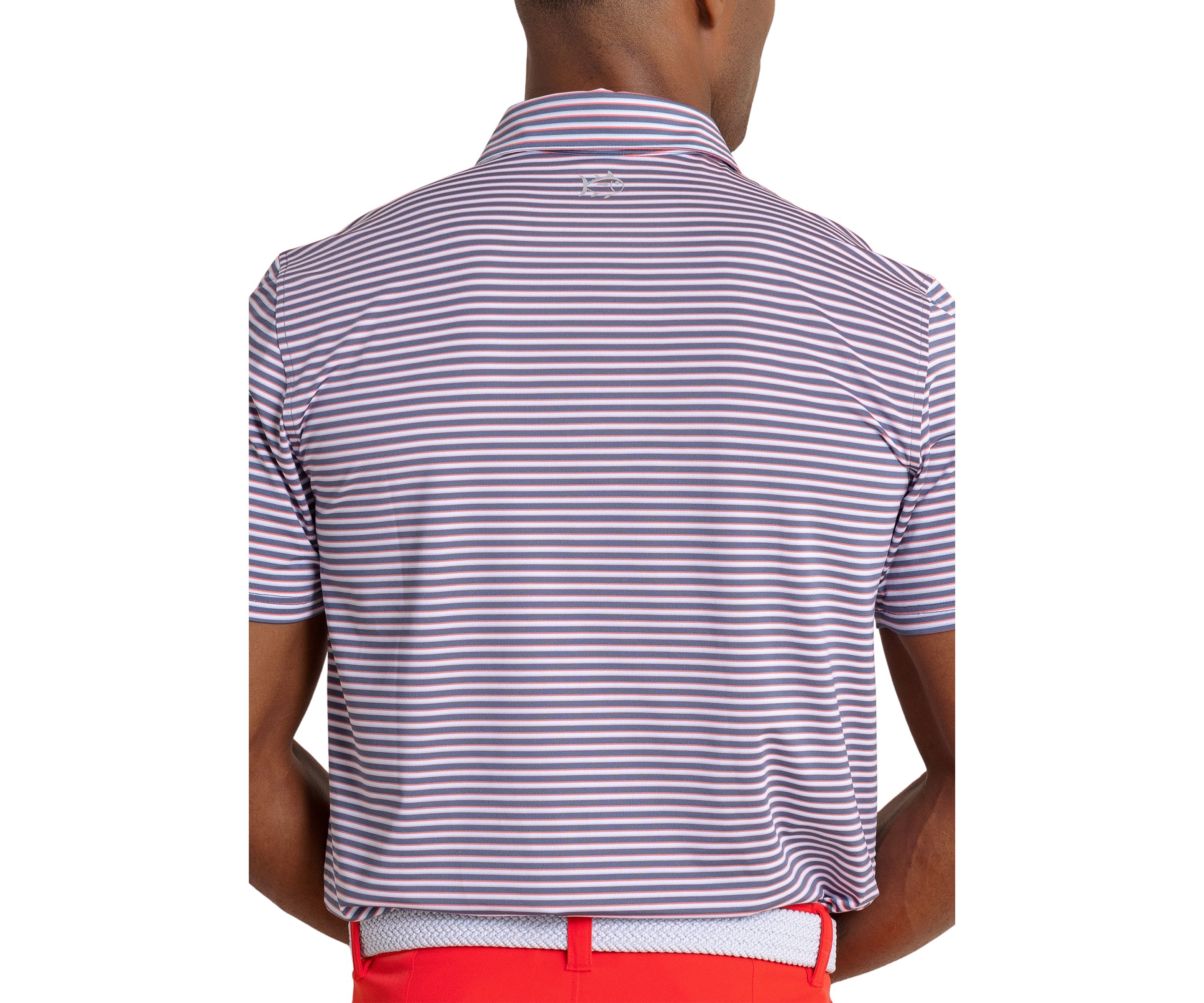 Short Sleeve Driver Caravel Stripe Polo Shirt