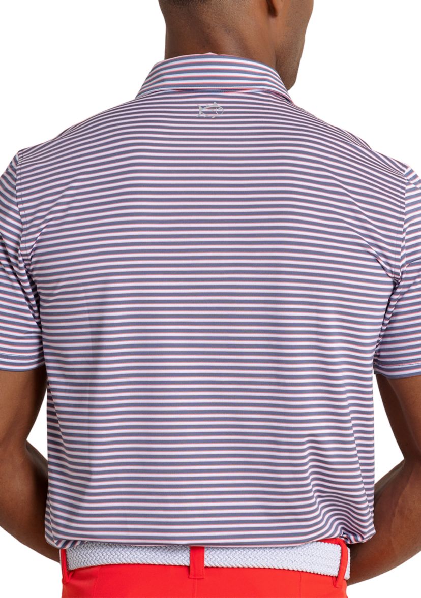 Short Sleeve Driver Caravel Stripe Polo Shirt