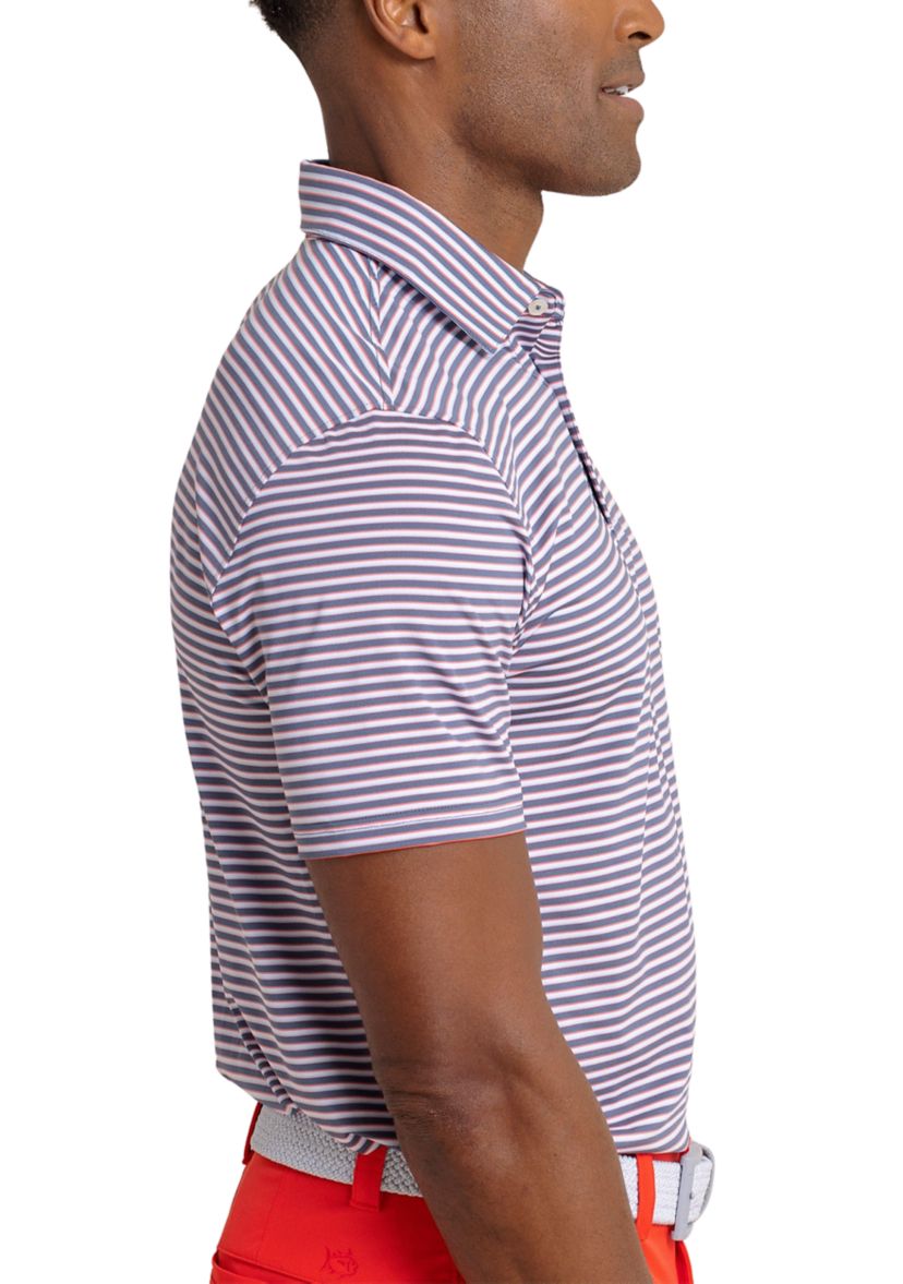 Short Sleeve Driver Caravel Stripe Polo Shirt
