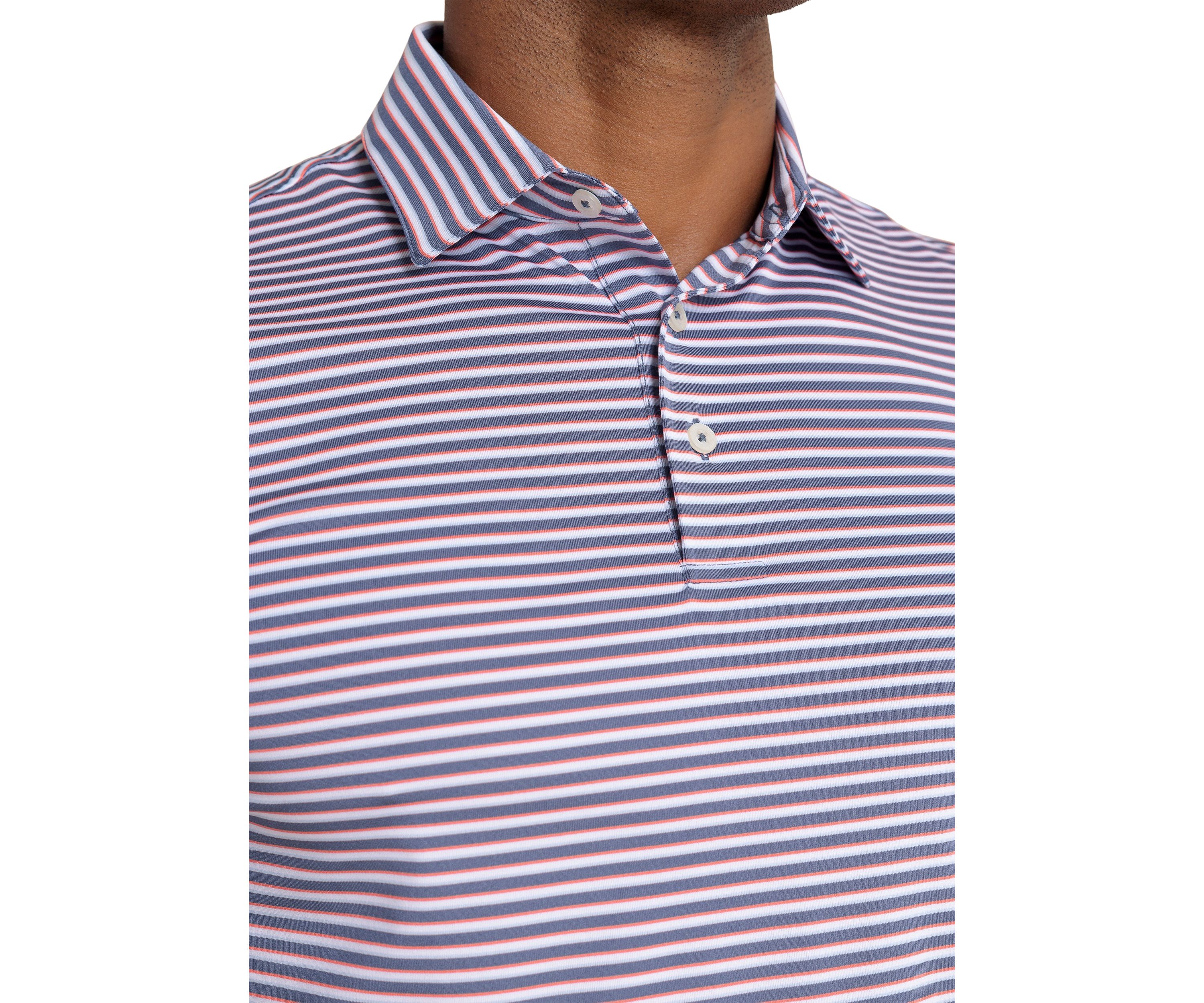 Short Sleeve Driver Caravel Stripe Polo Shirt