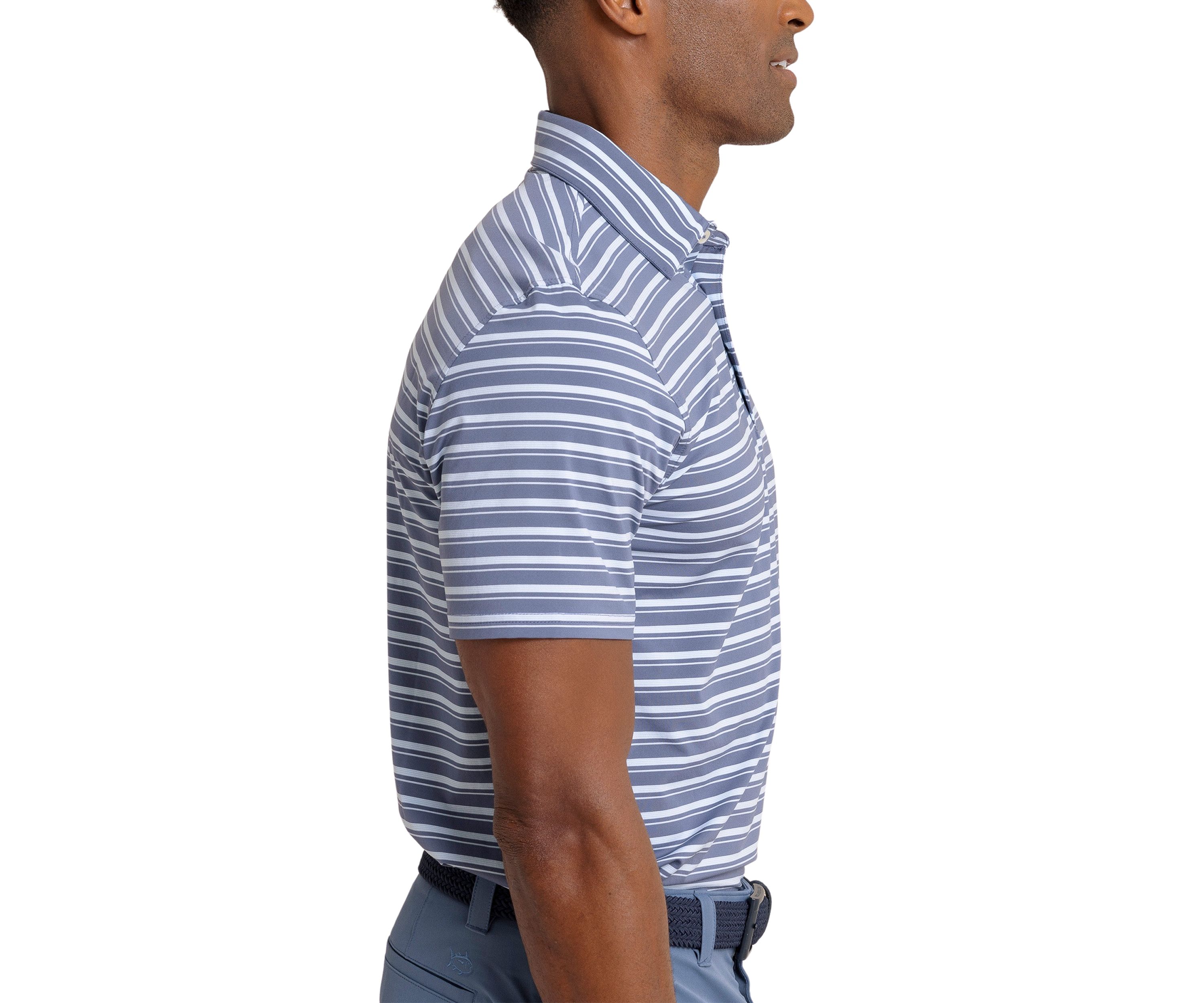 Short Sleeve Brrreeze Pearl Cove Stripe Polo Shirt