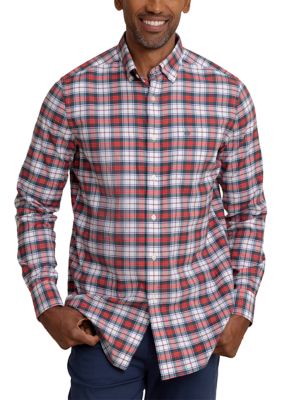 Southern Tide Men's Macduff Tartan Skipjack Long Sleeve T-Shirt, Red, 2XL