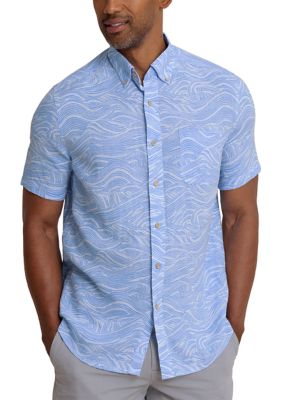 Southern Tide Men's Rolling Waves Short Sleeve Sport Shirt, XL