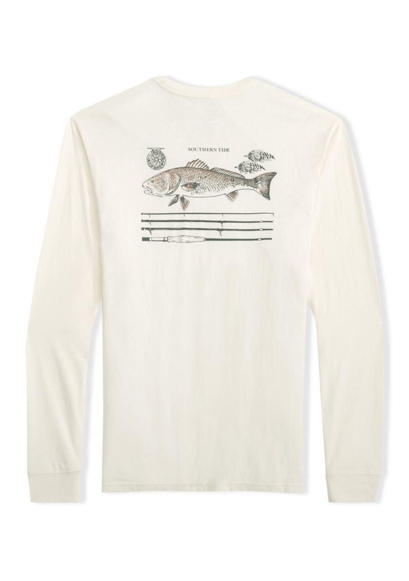 Mens Redfish Rod Long Sleeve Graphic T-Shirt