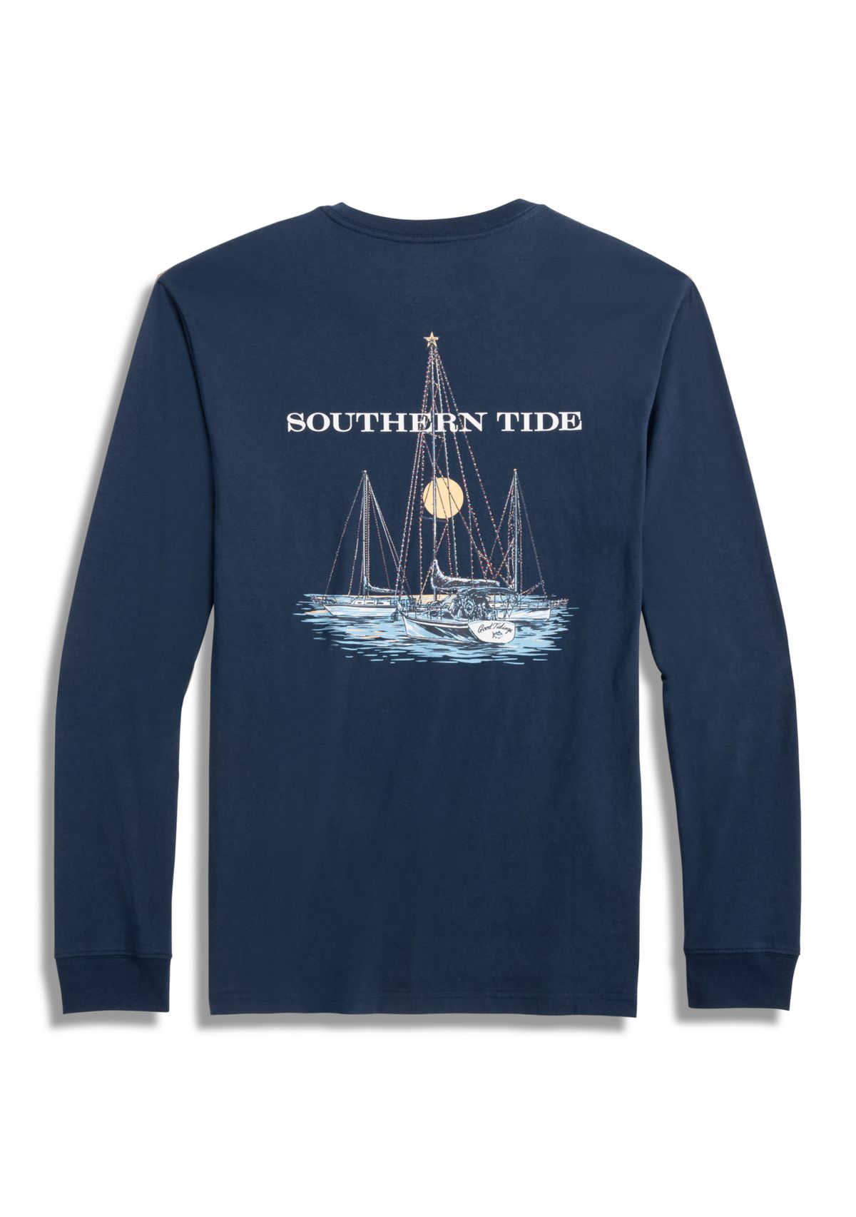 Mens Long Sleeve Sailboat Lights T-Shirt