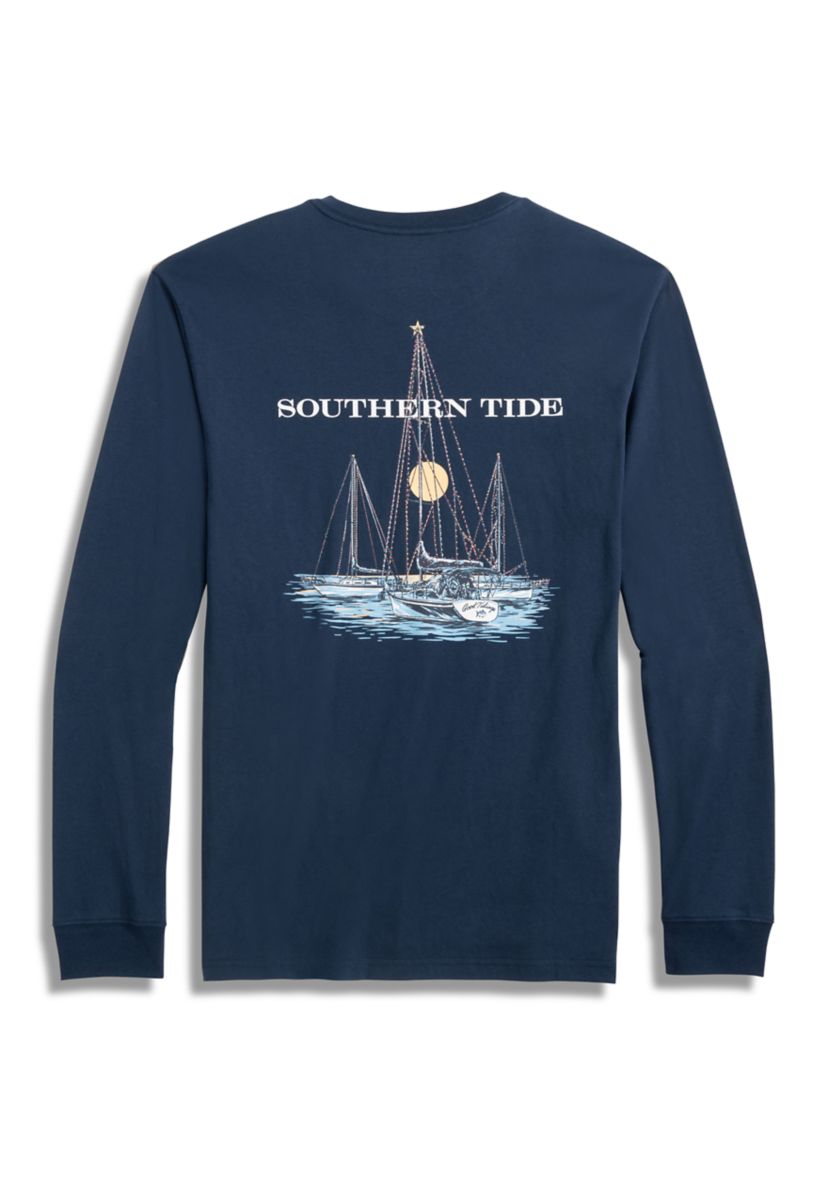 Mens Long Sleeve Sailboat Lights T-Shirt