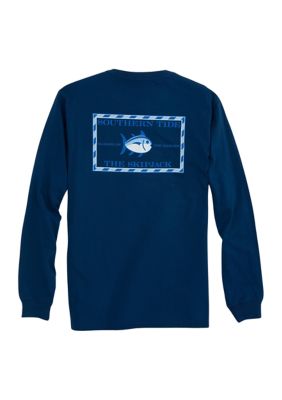 Southern Tide Men's Long Sleeve Cotton Graphic T-Shirt, Blue, 2XL