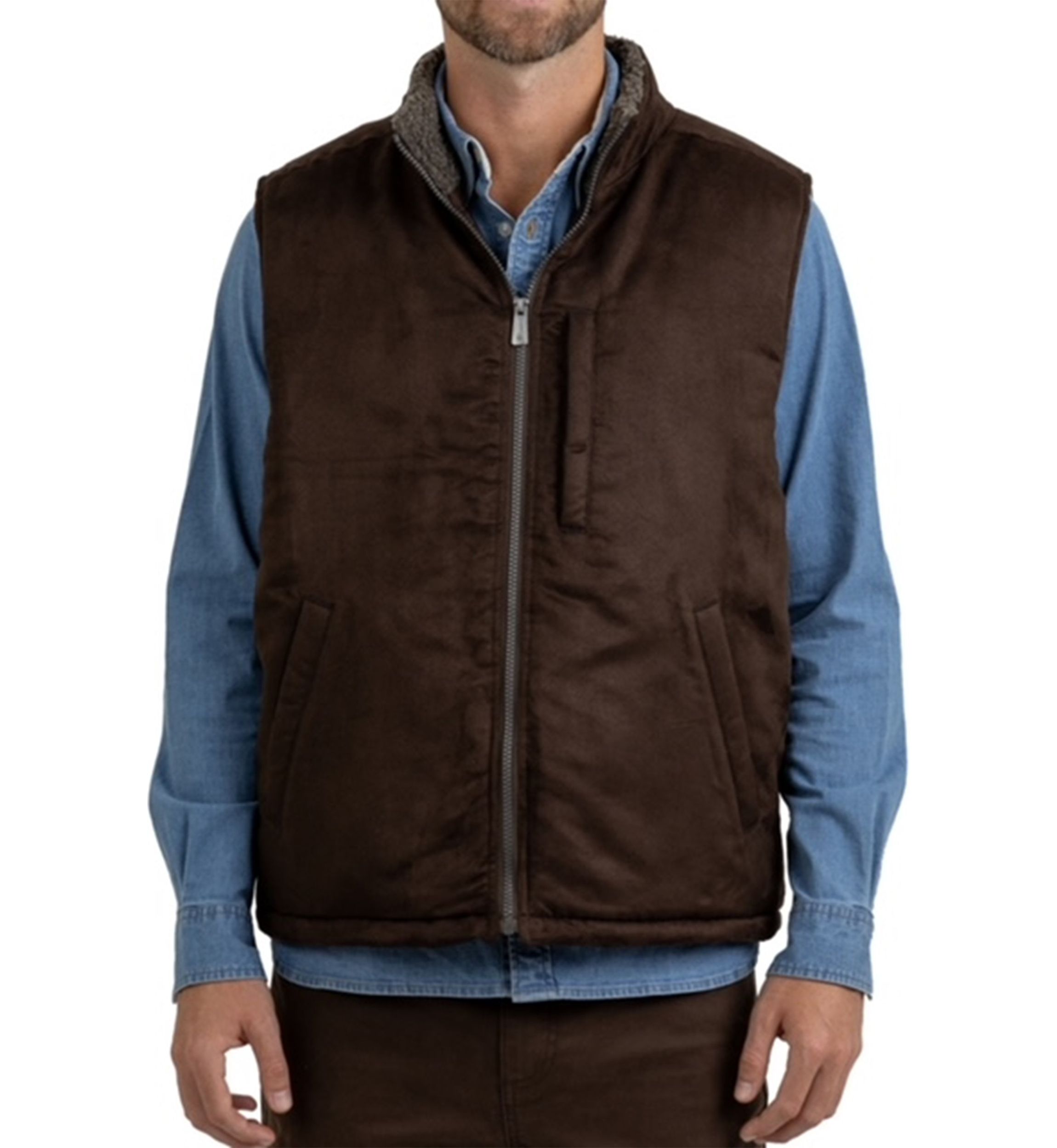 Rainforest Nubuck Sherpa Lined Micro Suede Vest 