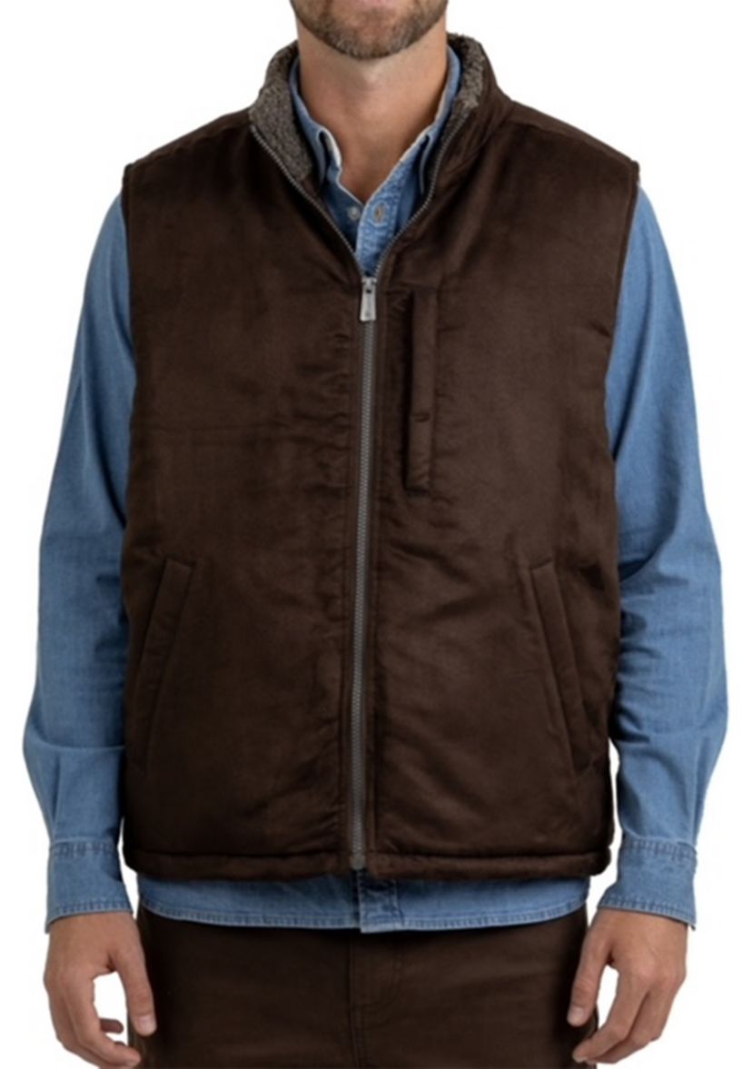 Rainforest Nubuck Sherpa Lined Micro Suede Vest 