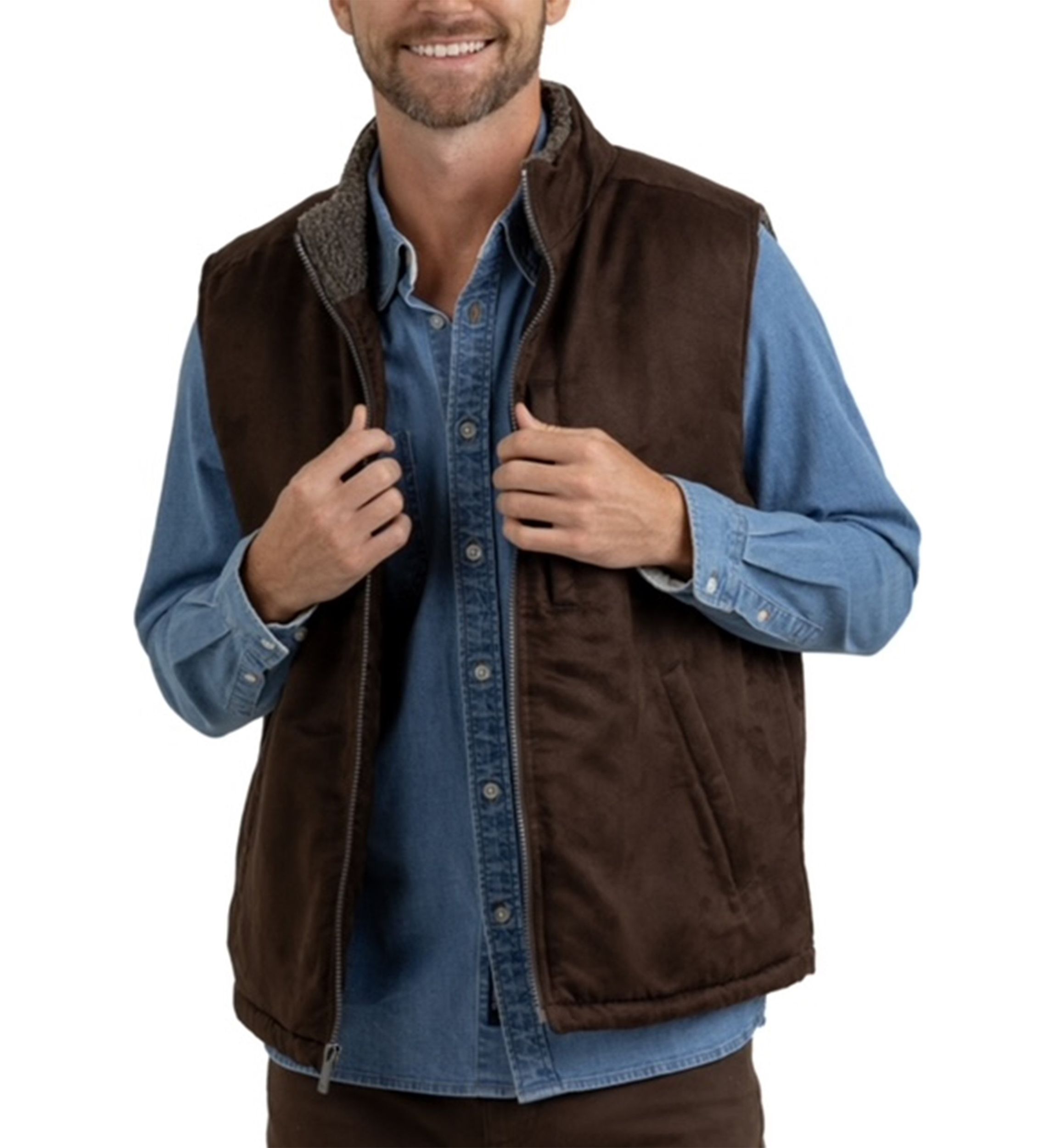 Rainforest Nubuck Sherpa Lined Micro Suede Vest 