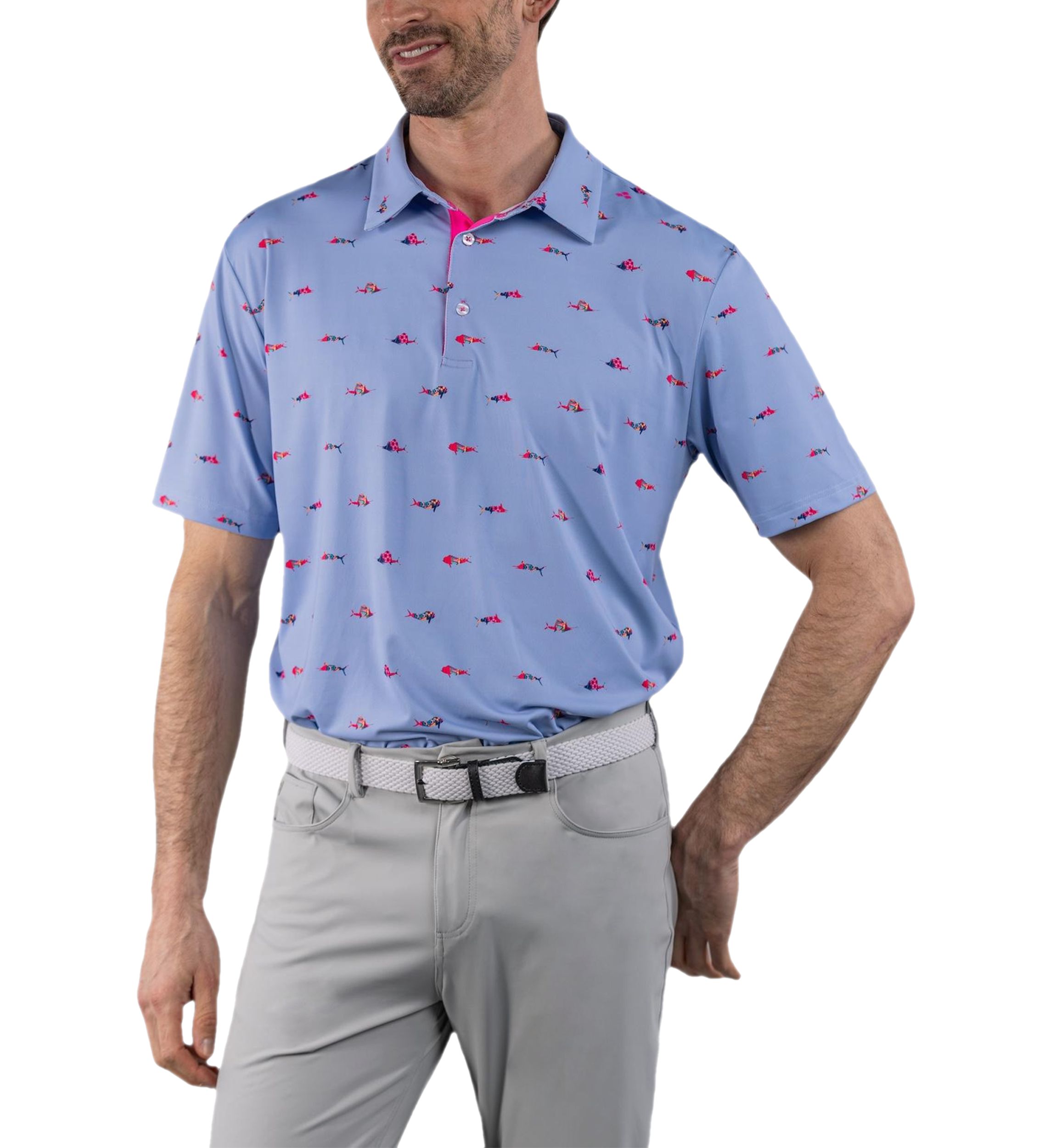 Mens Trippy Fish Polo Shirt