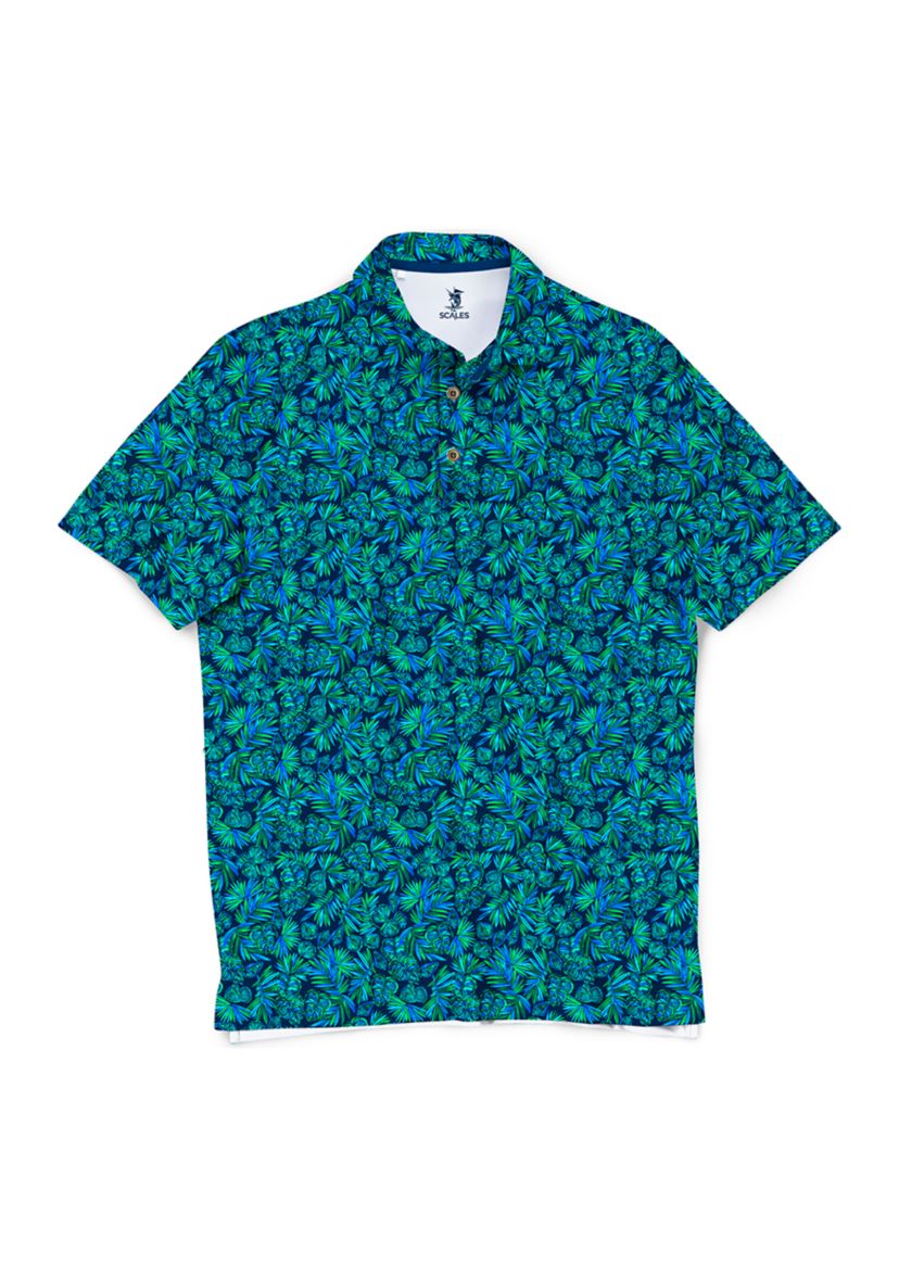 Mens Shell Tropics Printed Polo Shirt