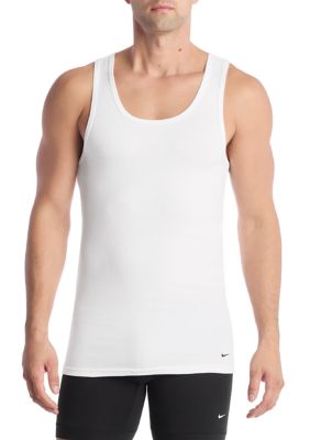 Nike Men's Essential Cotton Stretch 2-Pack Ribbed Tank Tops, White, XL