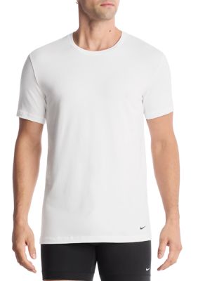 Nike Men's Essential Cotton Stretch 2-Pack Crew Neck T-Shirt, White, Large