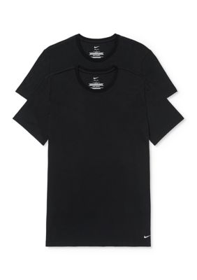 Nike Men's All Day Cotton Stretch 2-Pack Crew Neck T-Shirt, Black, Medium