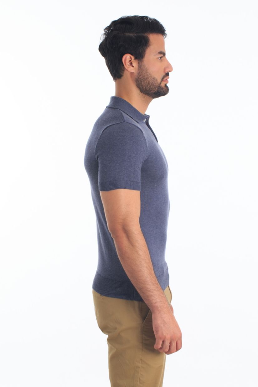 Mens Knit Yarn Polo