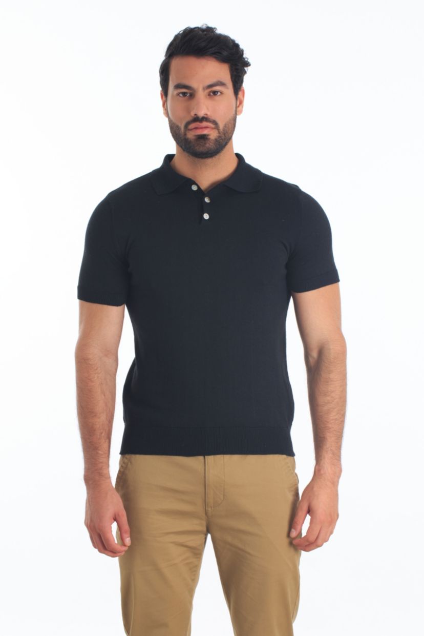 Mens Knit Yarn Polo