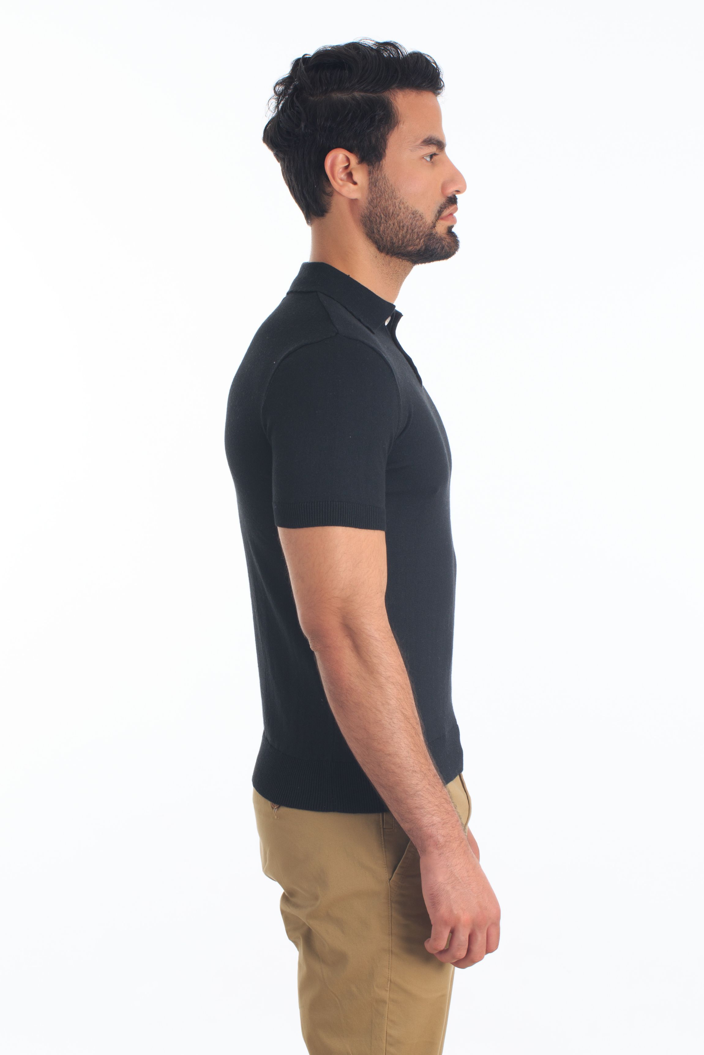 Mens Knit Yarn Polo