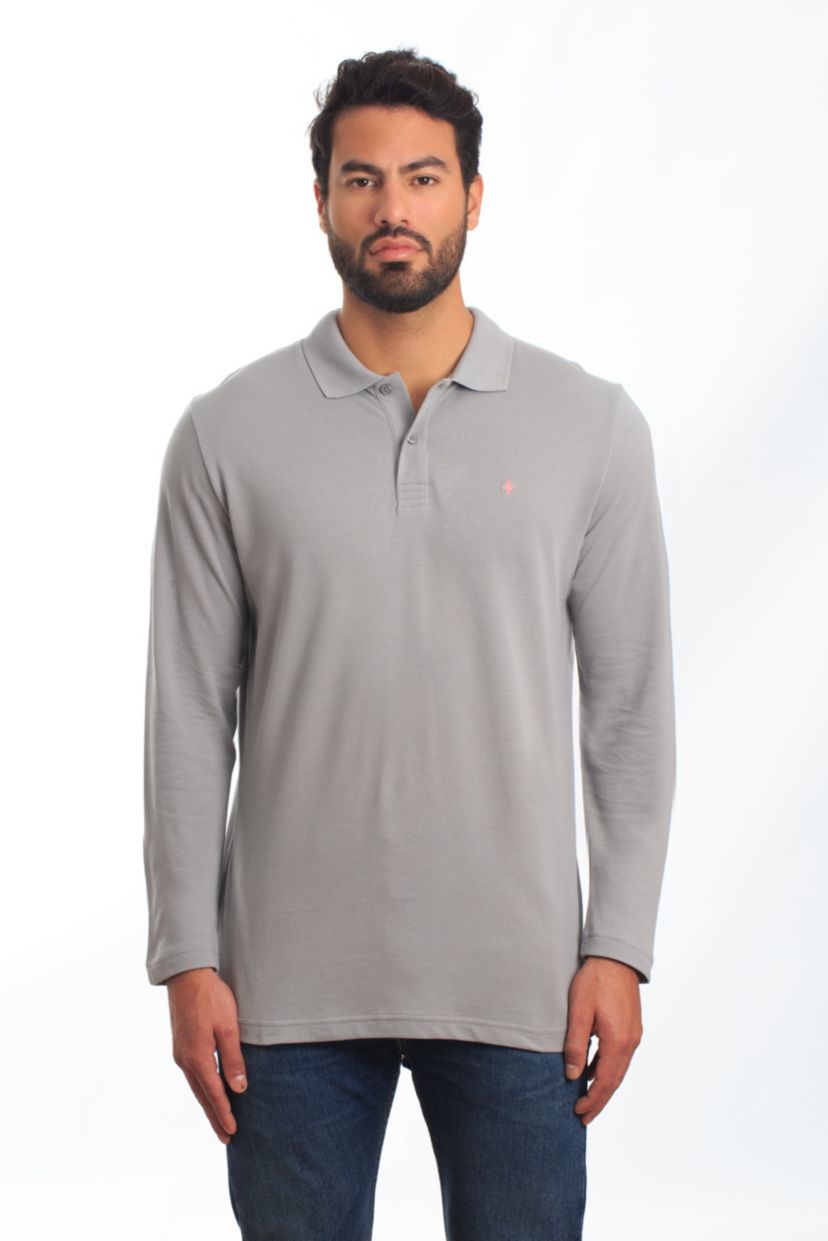 Mens Long Sleeve Knit Polo