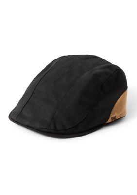 San Diego Hat Company Men's Waxed Cotton Flat Driver Newsboy Cap, Black
