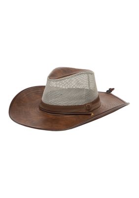 San Diego Hat Company Men's Faux Leather Cowboy Hat, Brown