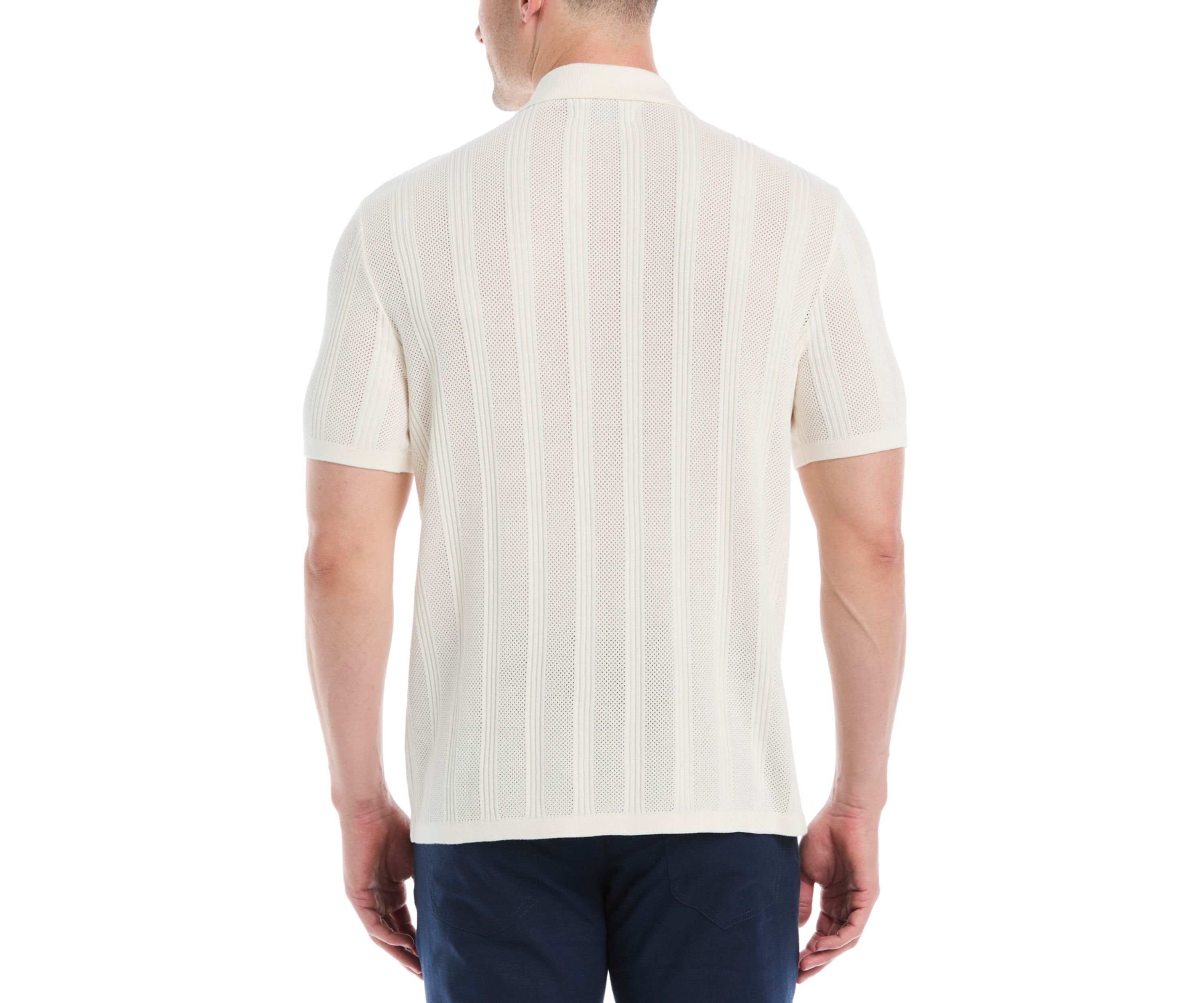 Mens Mesh Stripe Coatfront Sweater