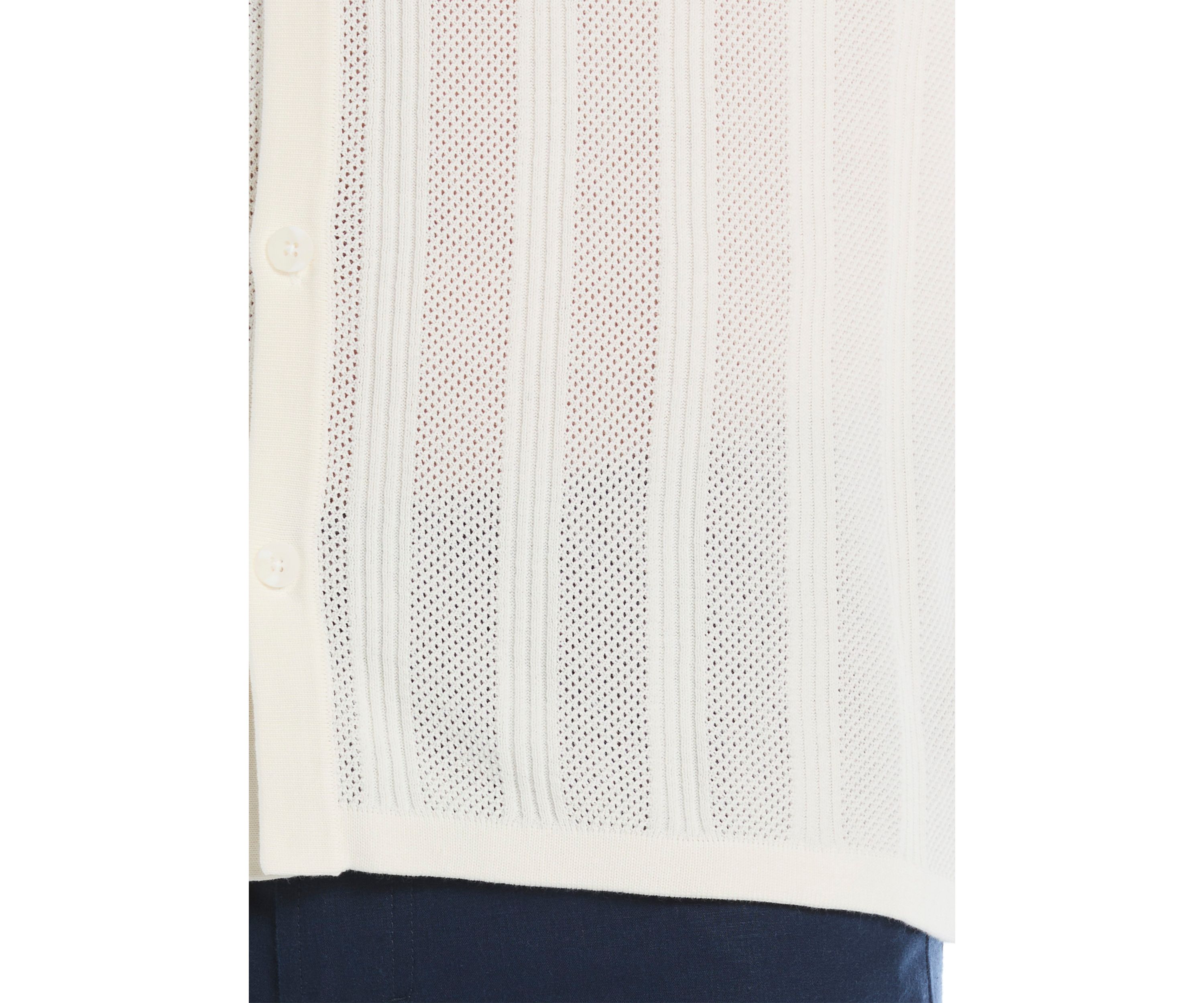 Mens Mesh Stripe Coatfront Sweater