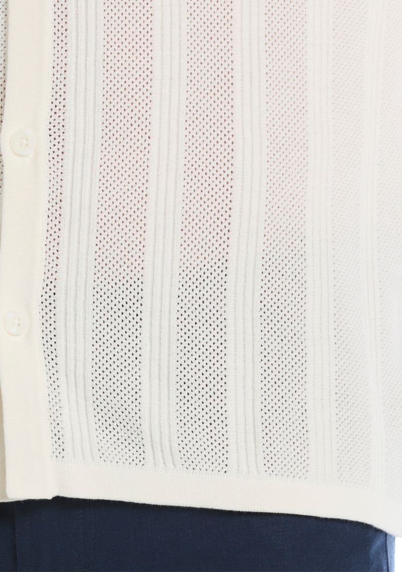 Mens Mesh Stripe Coatfront Sweater