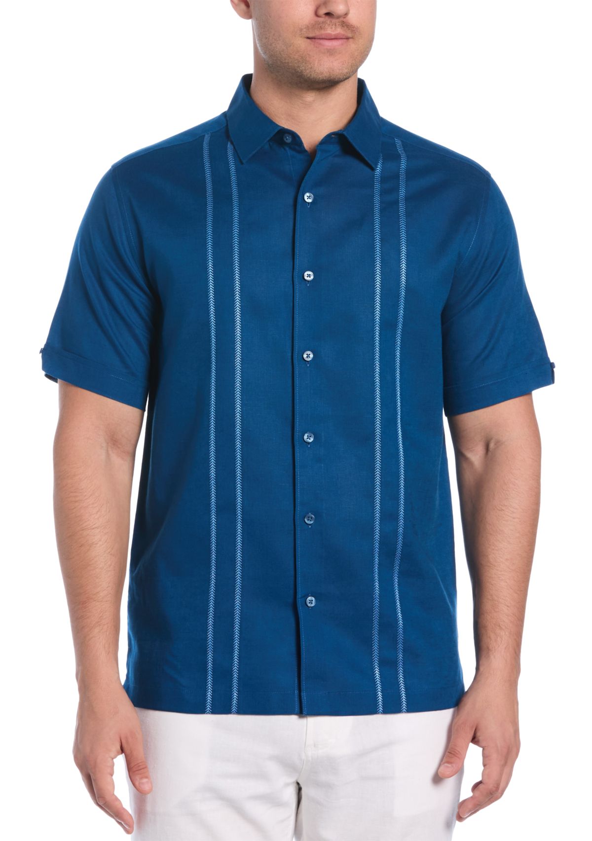 Mens Short Sleeve Panel Embroidered Shirt 
