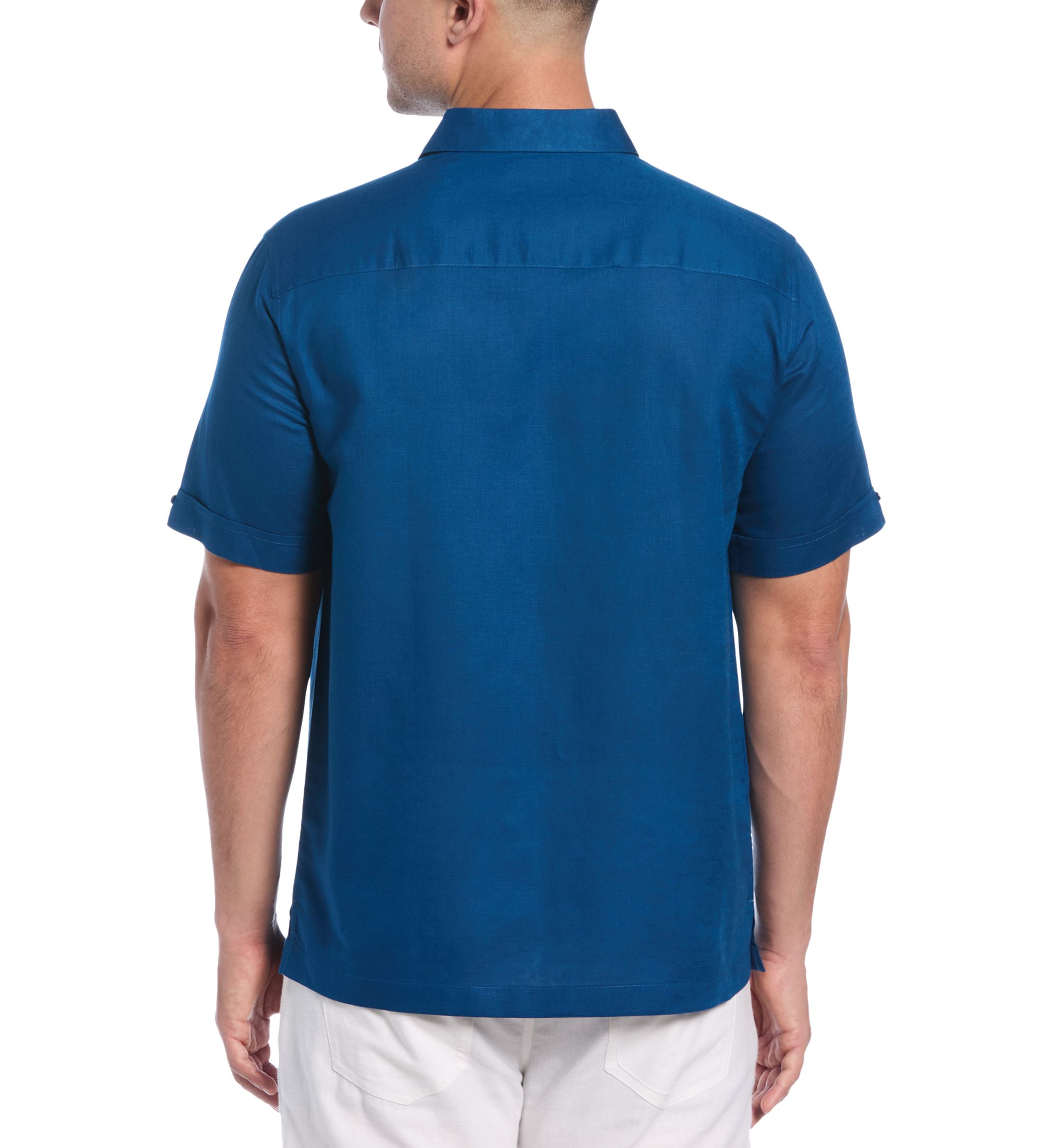 Mens Short Sleeve Panel Embroidered Shirt 