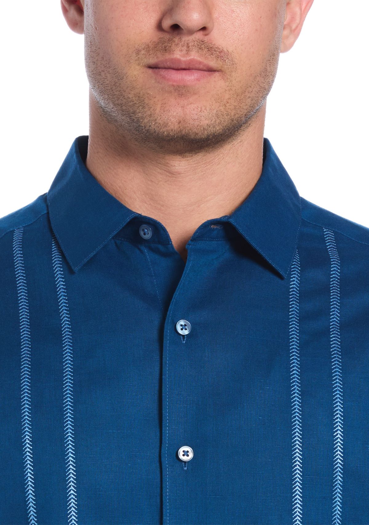 Mens Short Sleeve Panel Embroidered Shirt 