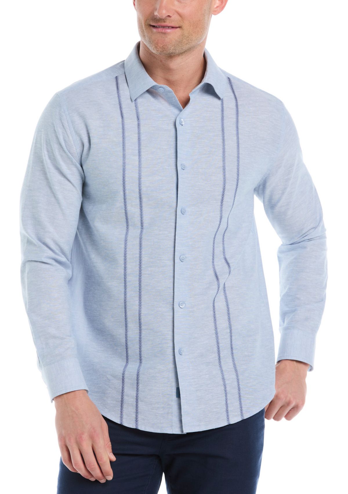 Mens Panel Embroidered Button Down Shirt