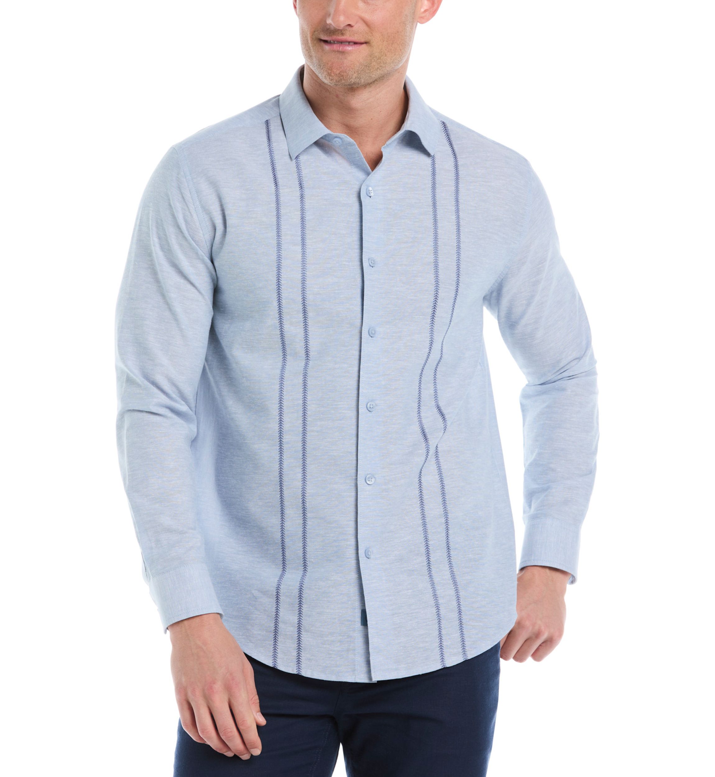 Mens Panel Embroidered Button Down Shirt