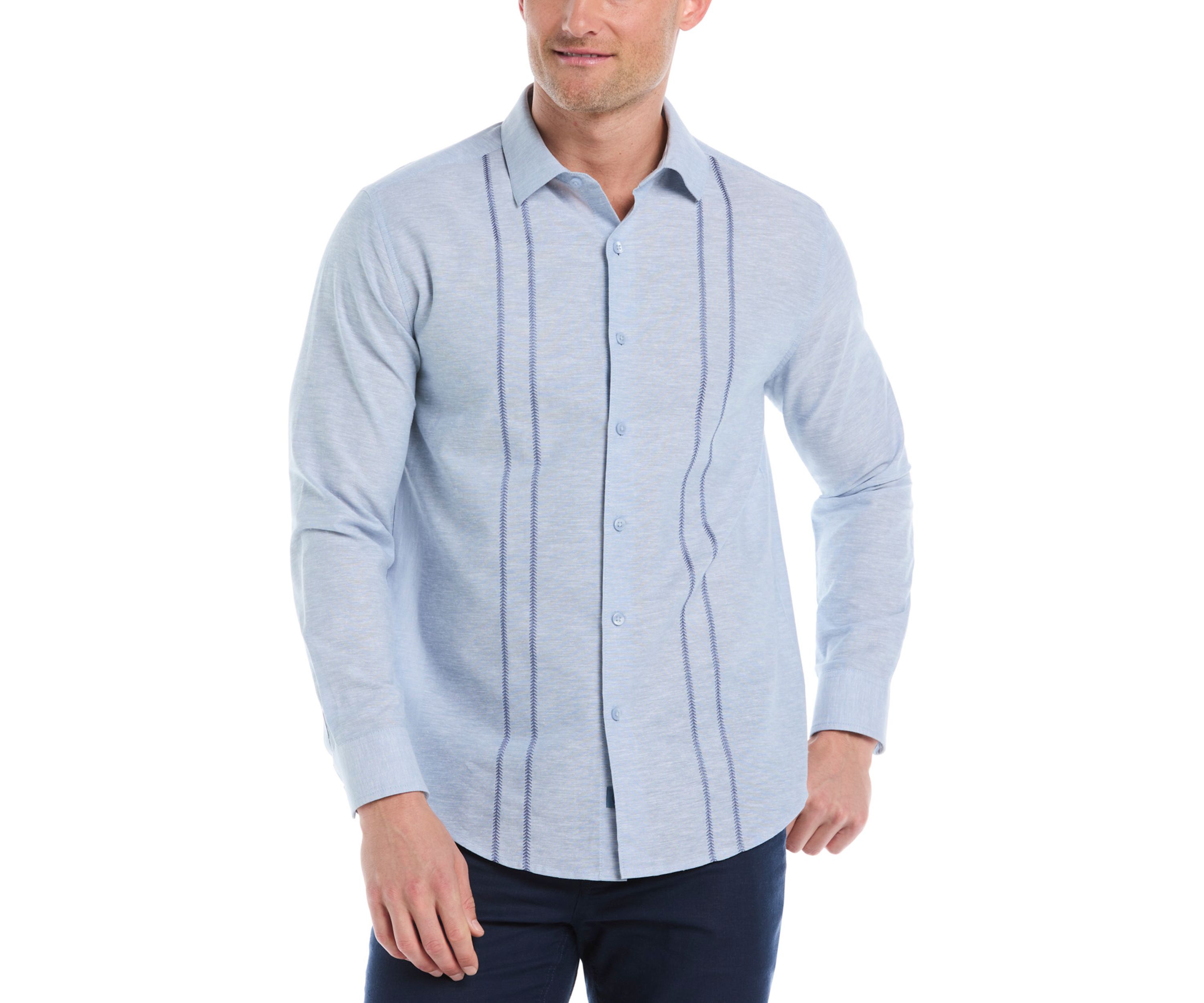 Mens Panel Embroidered Button Down Shirt
