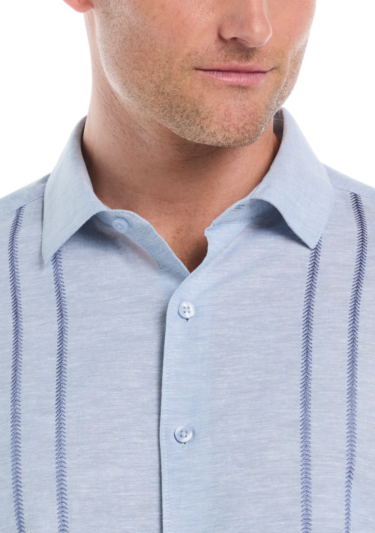 Mens Panel Embroidered Button Down Shirt