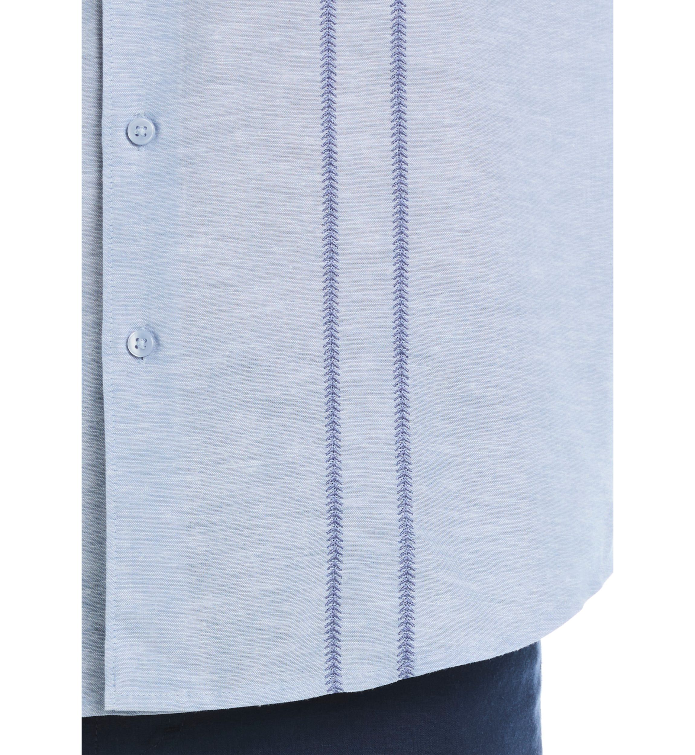 Mens Panel Embroidered Button Down Shirt