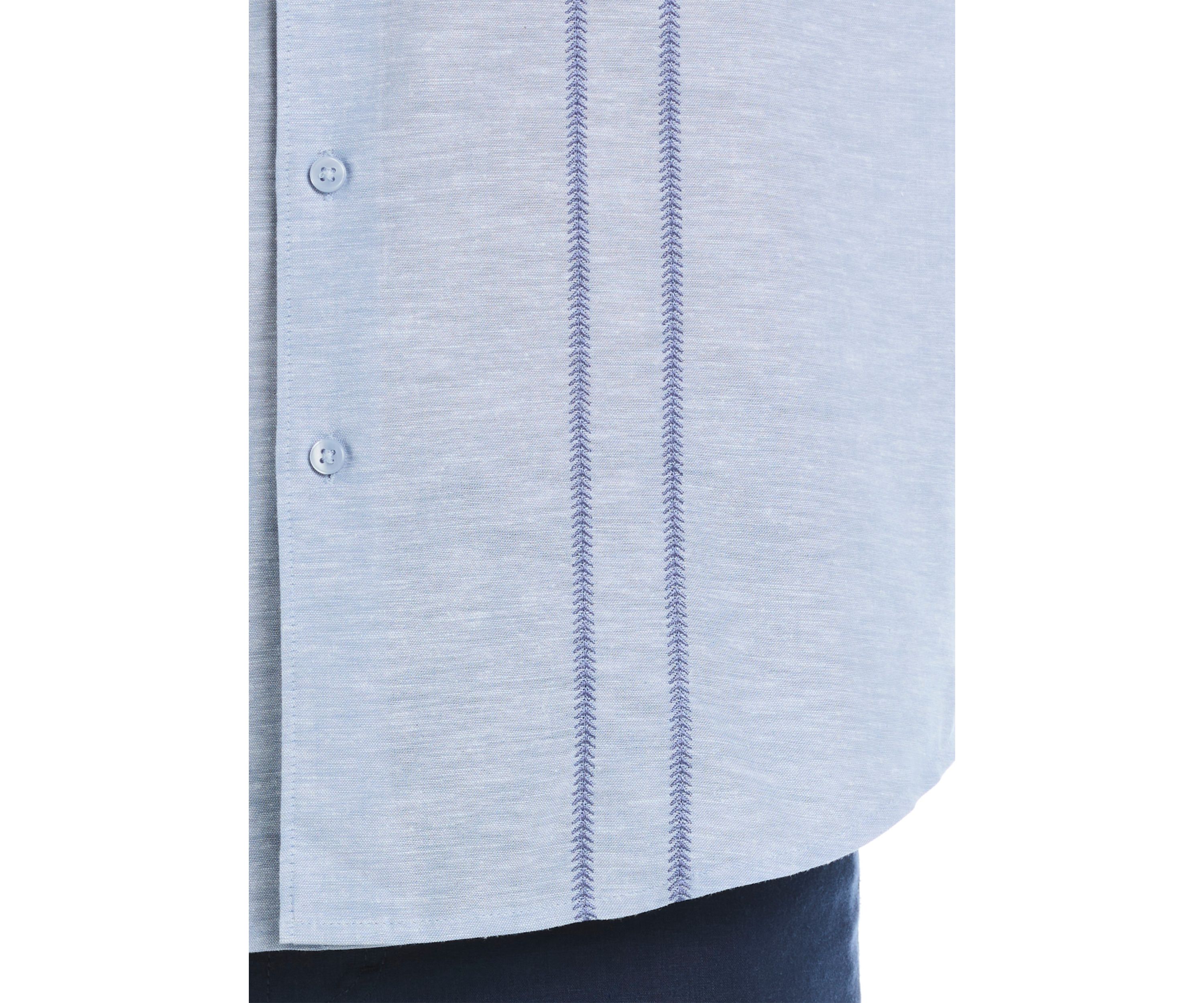 Mens Panel Embroidered Button Down Shirt