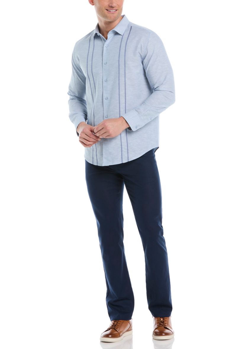 Mens Panel Embroidered Button Down Shirt