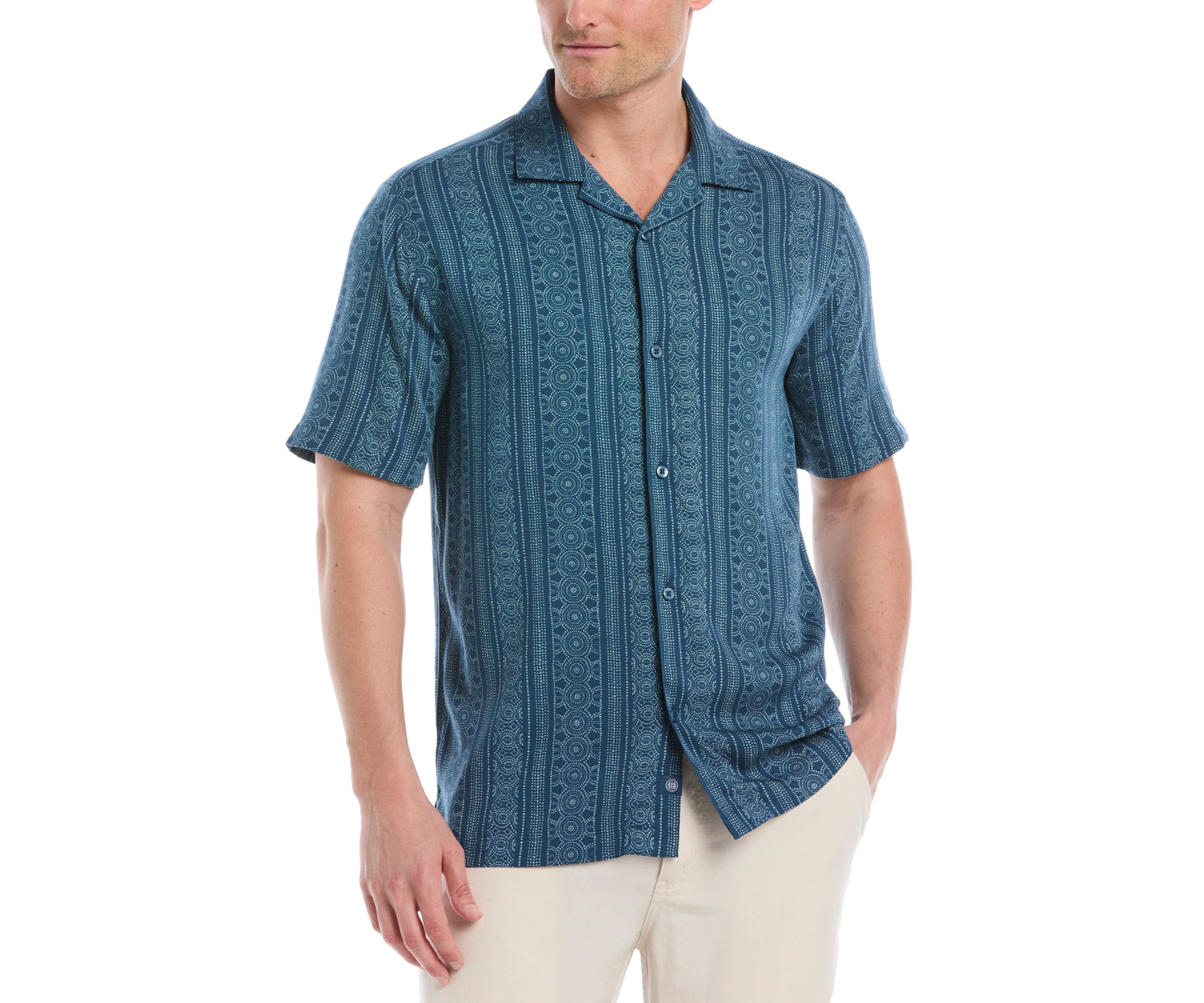 Mens Guaybera Printed Pocket Shirt