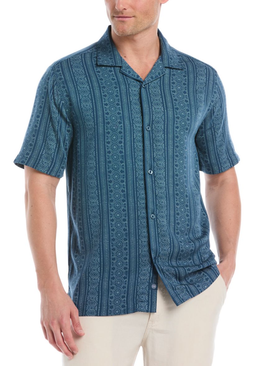 Mens Guaybera Printed Pocket Shirt