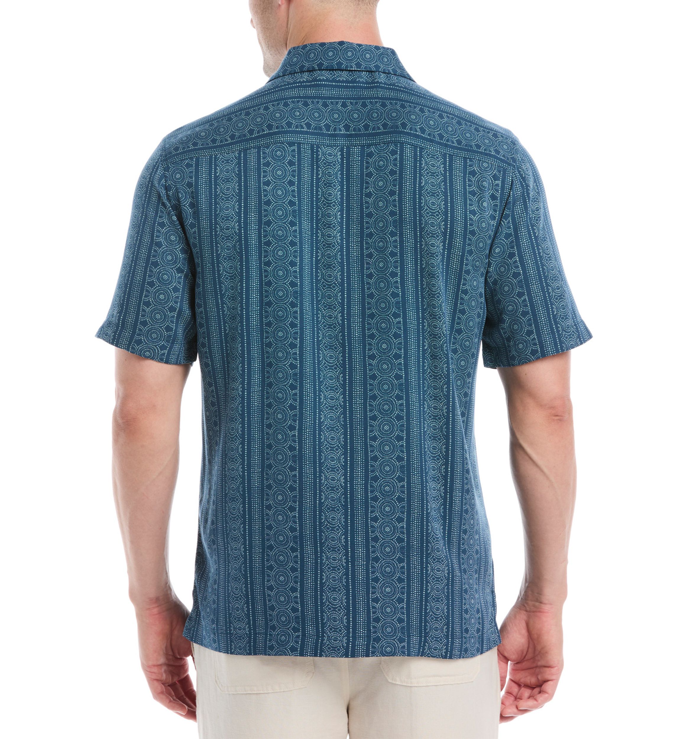 Mens Guaybera Printed Pocket Shirt