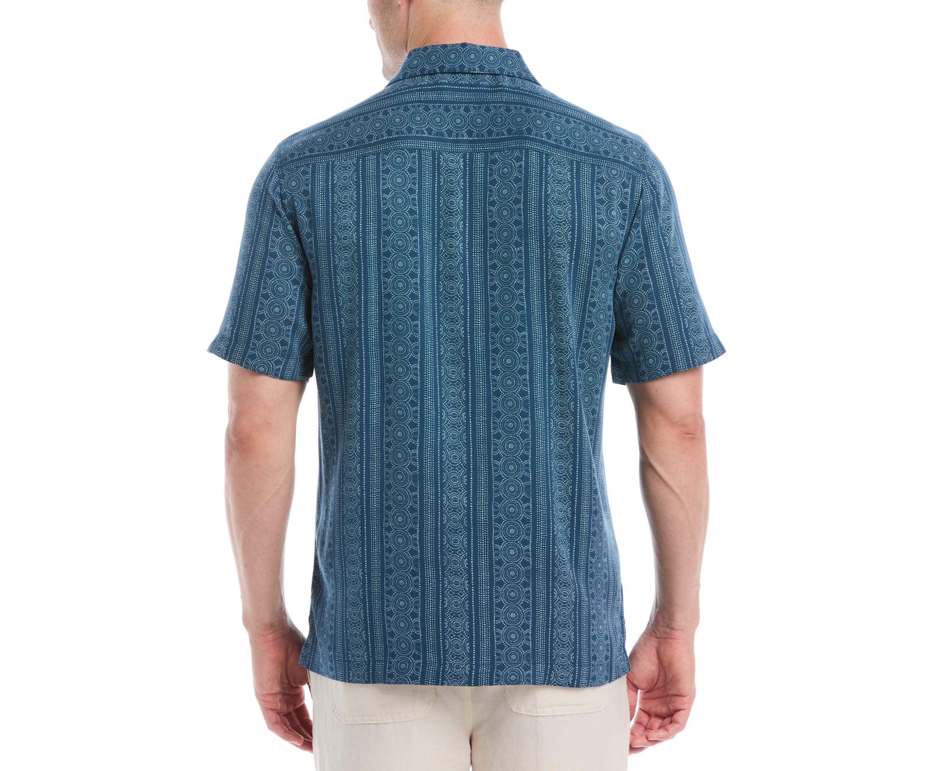 Mens Guaybera Printed Pocket Shirt
