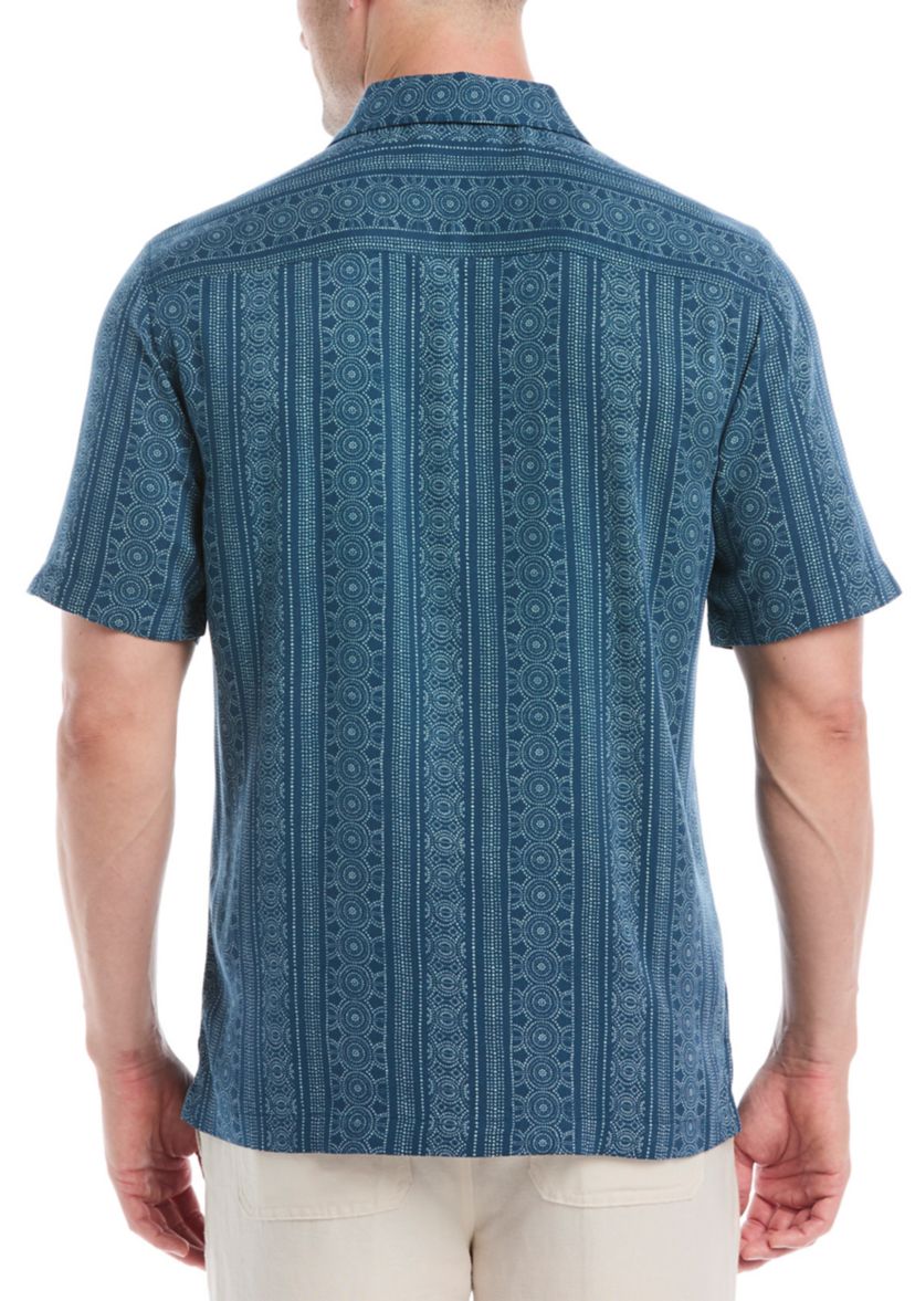 Mens Guaybera Printed Pocket Shirt