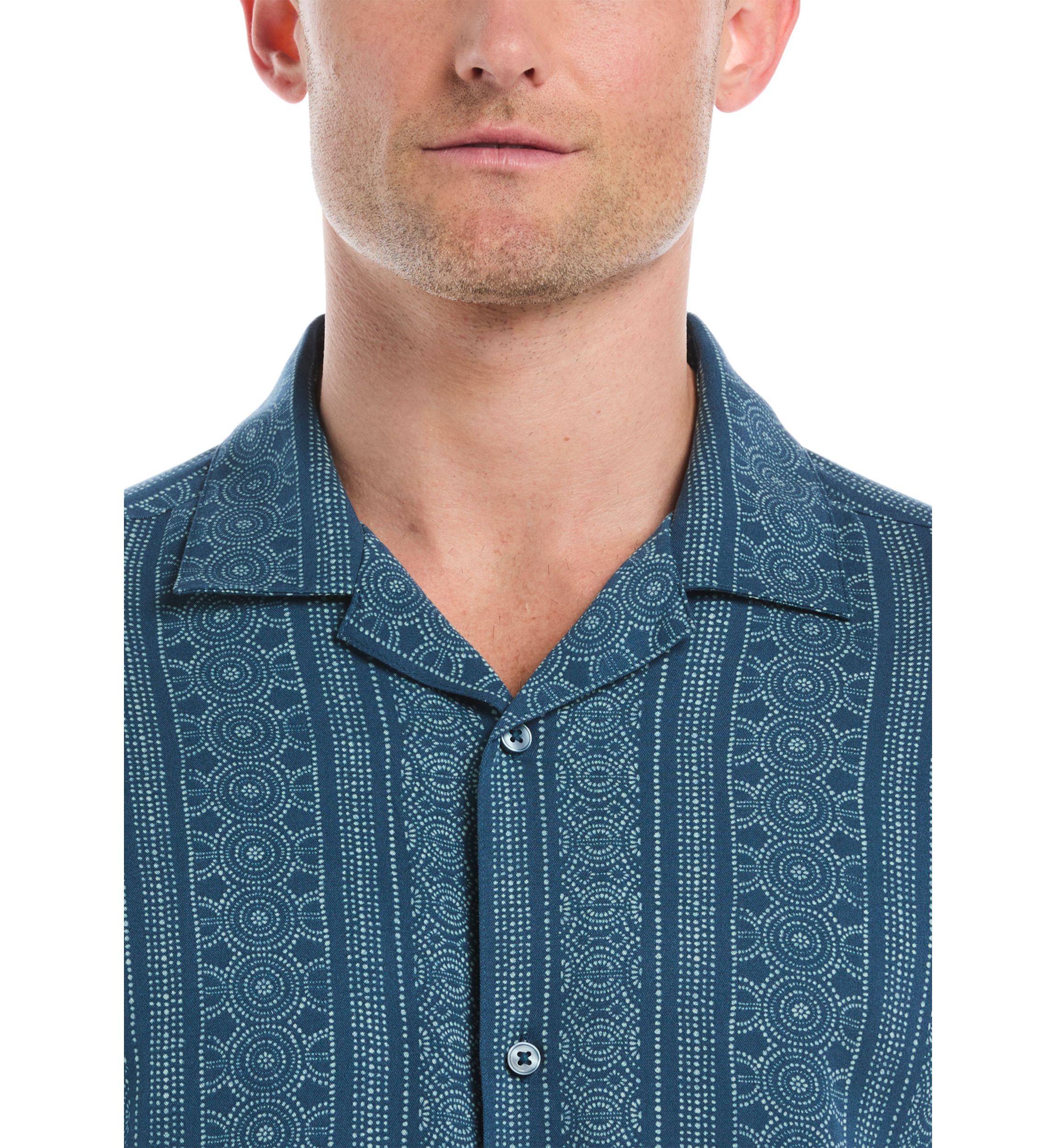 Mens Guaybera Printed Pocket Shirt