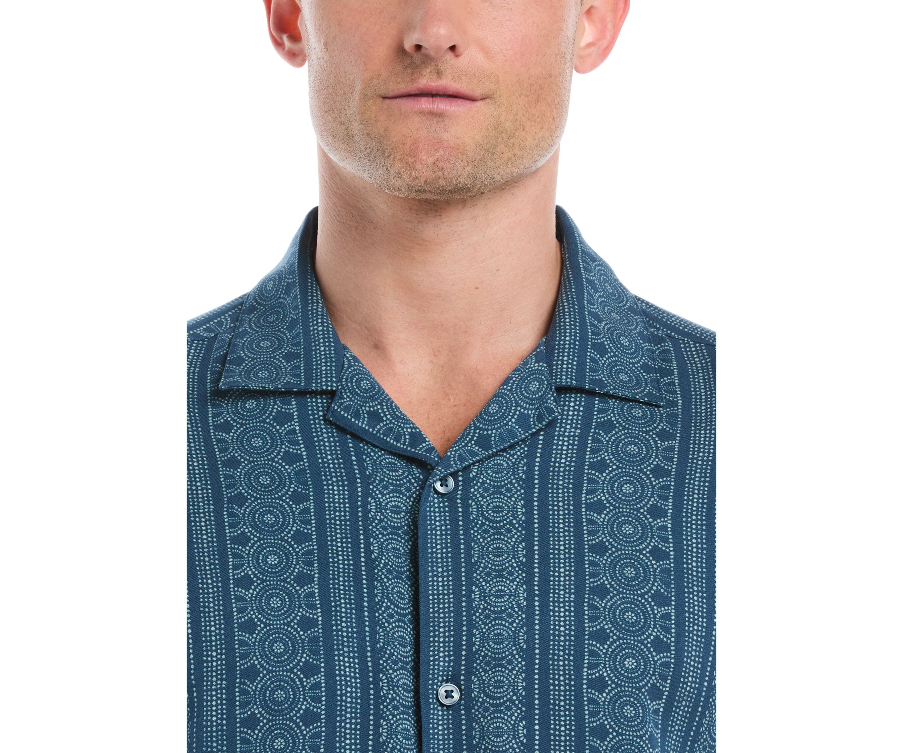 Mens Guaybera Printed Pocket Shirt