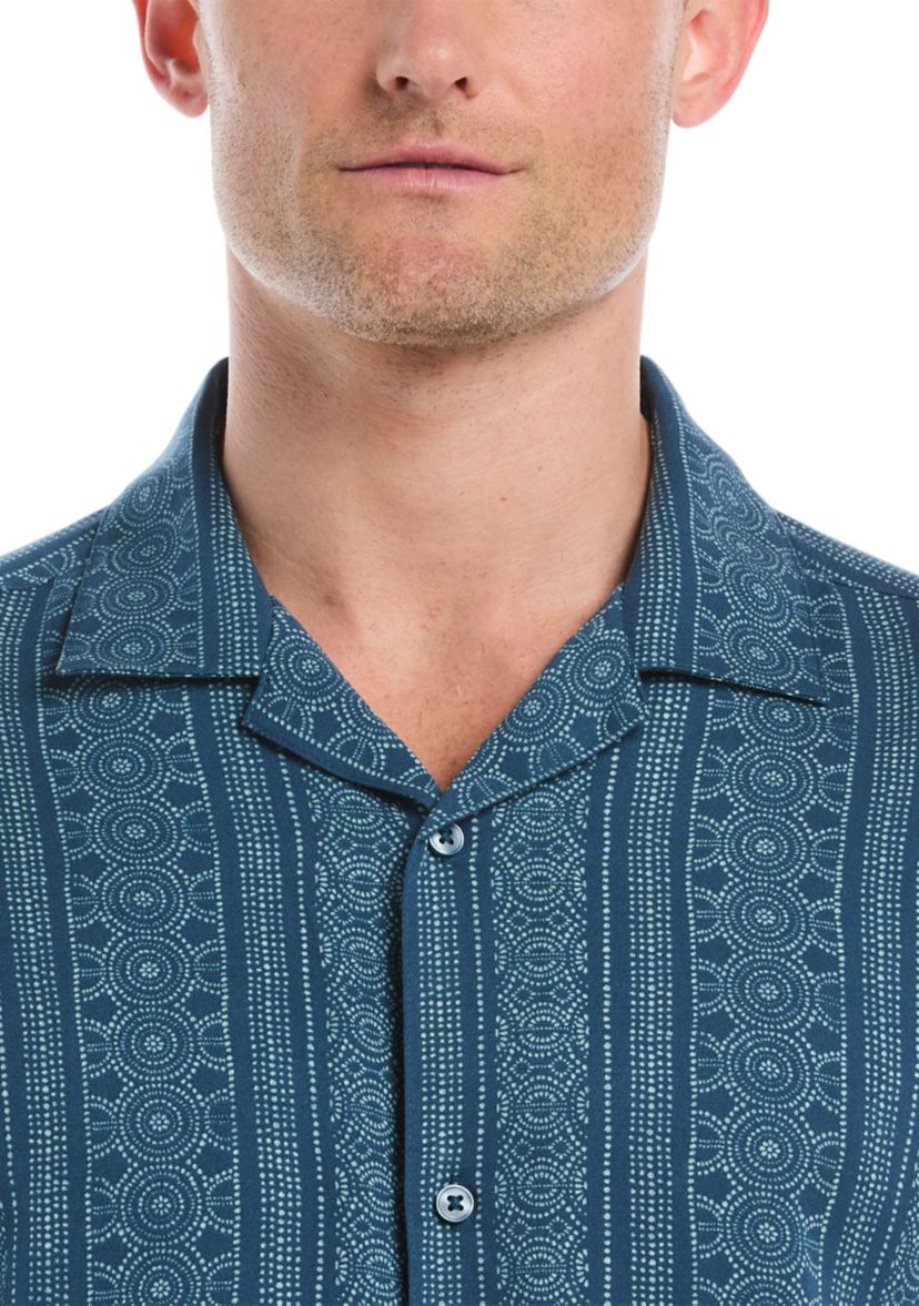 Mens Guaybera Printed Pocket Shirt