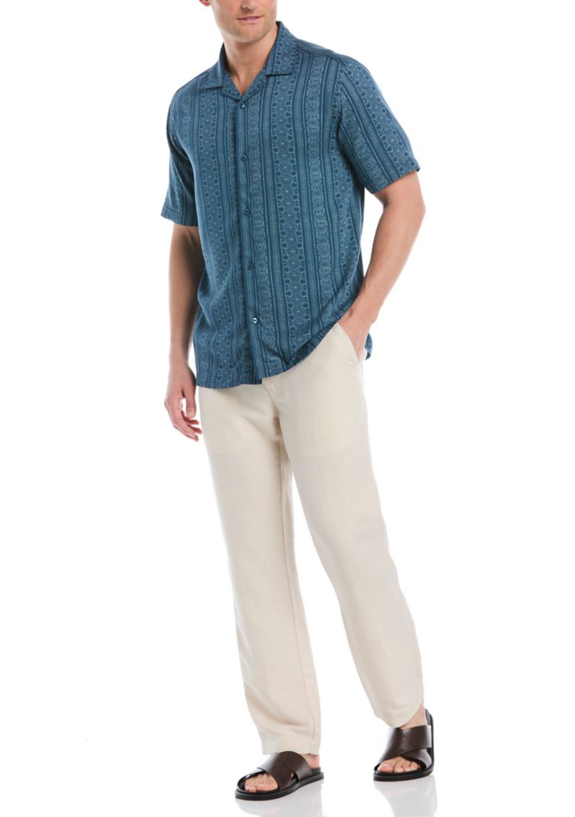 Mens Guaybera Printed Pocket Shirt