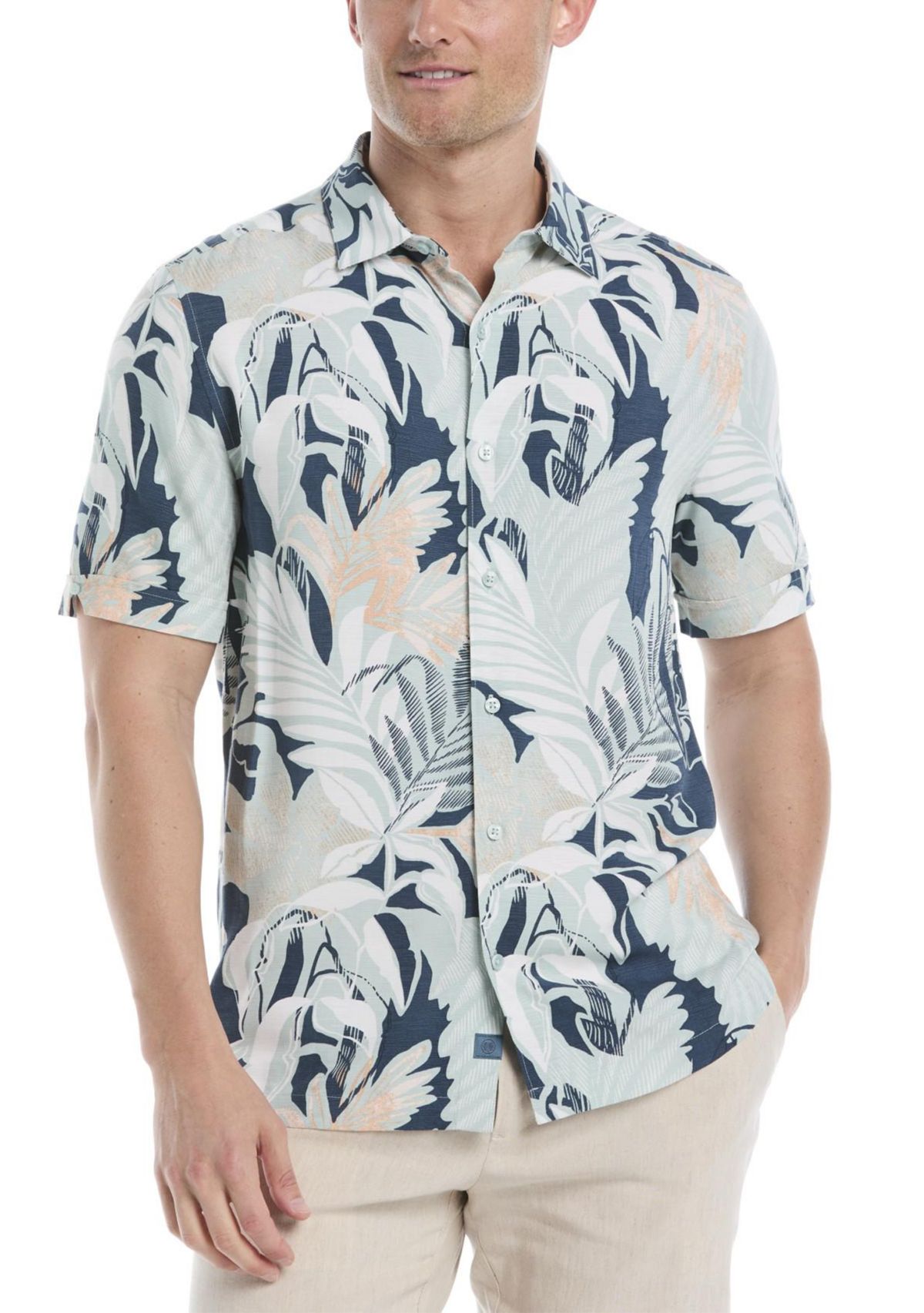 Mens Tropical Printed Button Down Shirt