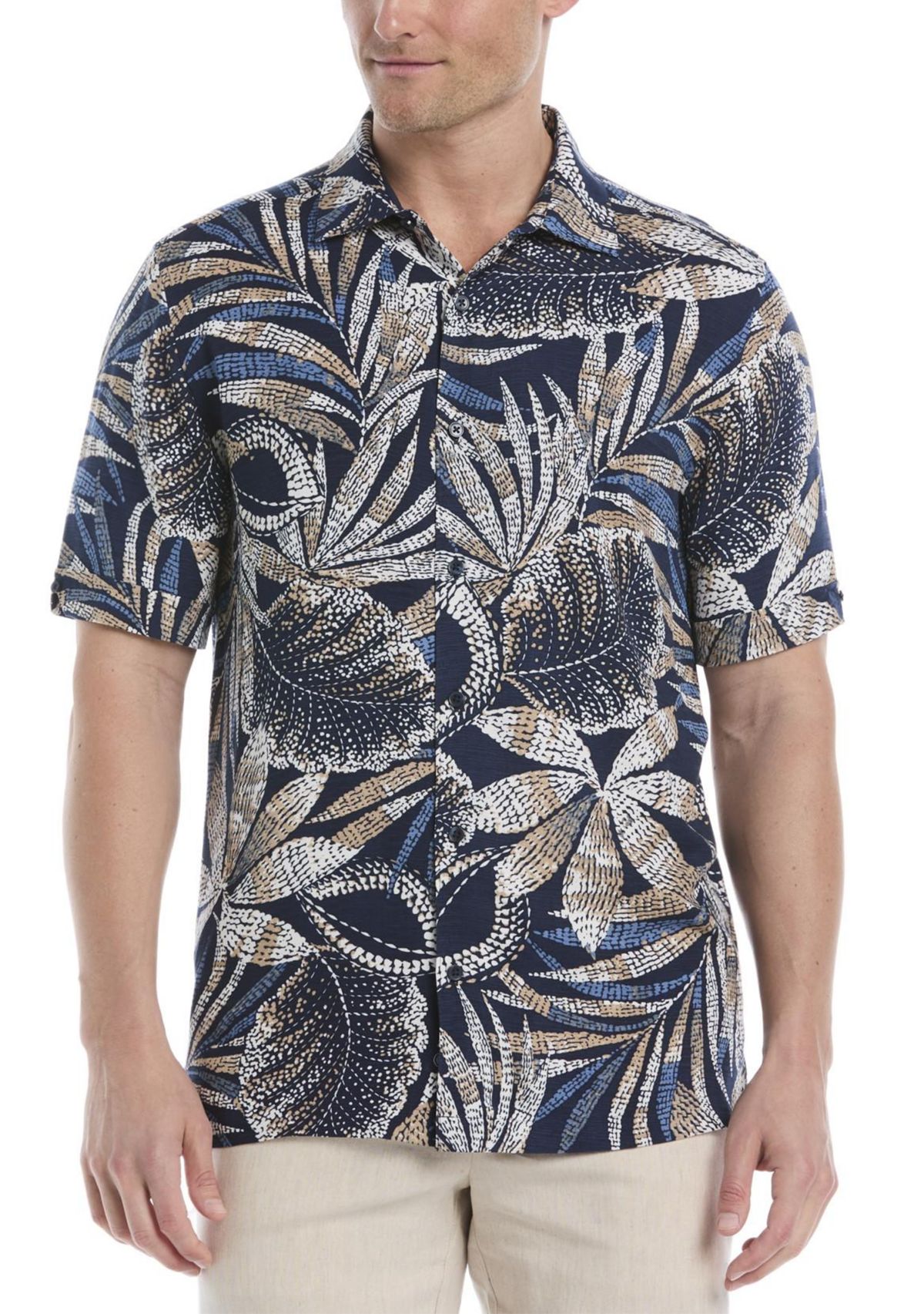 Mens Point Collar Tropical Printed Shirt