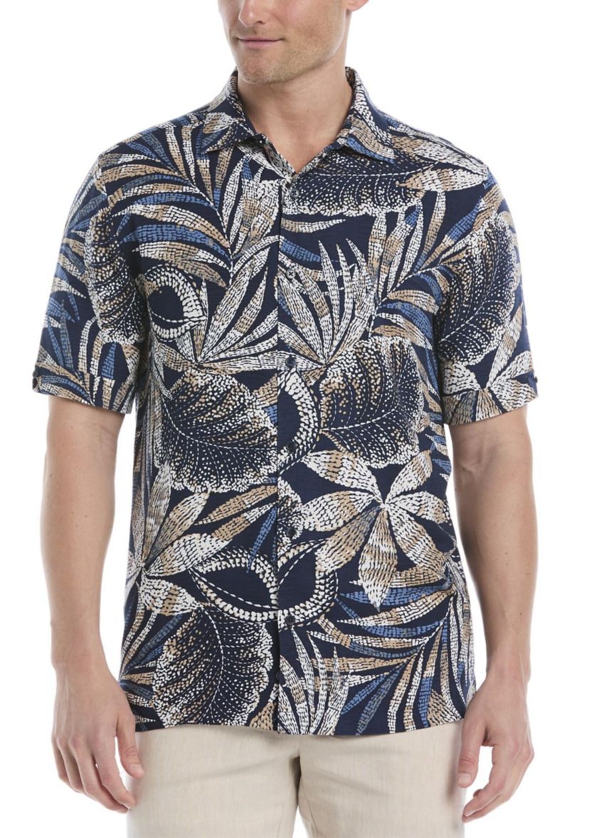 Mens Point Collar Tropical Printed Shirt